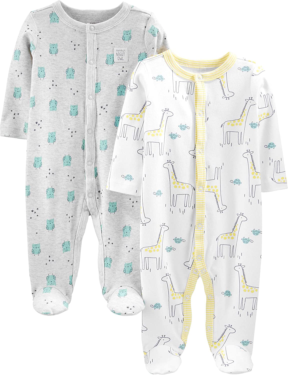 Simple Joys by Carter's Unisex Babies' Cotton Footed Sleep and Play, Pack of 2 - Image 1